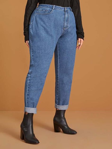 Mom Jeans Plus Size, Plus Size Mom Jeans, Plus Size Grunge, Mom Jeans Outfit, Jeans Plus Size, Straight Crop Jeans, Outfit Jeans, Moda Plus Size, Mode Inspo