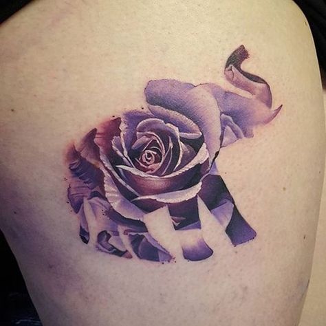 If you like whimsical. Elephant And Rose Tattoo Design, Elephant Tattoos With Roses, Elephant With Roses Tattoo, Shoulder Elephant Tattoos For Women, Elephant Tattoos Cover Up, Elephant Rose Tattoo, Elephant Cover Up Tattoos For Women, Elephant Tattoo Cover Up, Elephant And Tiger Tattoo