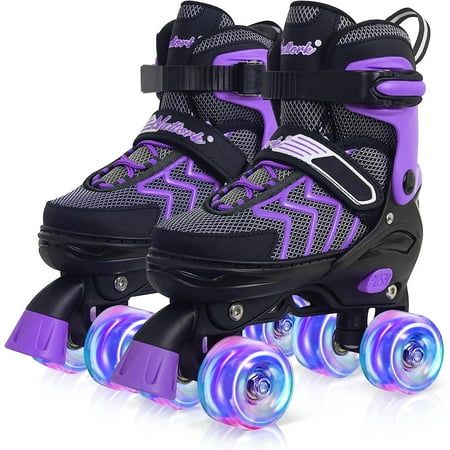 SubSun Inline skates lining is made of high quality cloth, which has a good inclusion and comfort. At the same time in the process of using roller skating has a good air permeability and sweat function, so that you have the ultimate roller skating experience.Adjustable Roller Skates for Kids with Light Up Wheel Illuminating Skate Size: Medium(13C-2Y).  Color: Purple. Sanrio Roller Skates, Purple Skateboard, Roller Skates For Kids, Chocolate Birthday Cake Decoration, Black Roller Skates, Light Up Roller Skates, Purple Gifts, Girls Roller Skates, Roller Blades