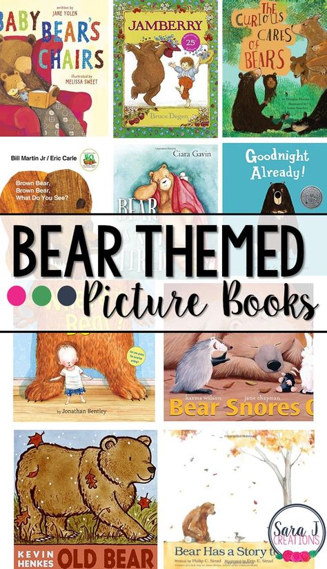 A list and description of fiction picture books all about bears. Perfect for a study about bears or a study of the letter B. Bears For Preschoolers, Bear Unit Kindergarten, Bear Books For Preschool, Bears Preschool Theme, Preschool Bears, Cute Bedtime Stories, Book Journal Ideas, Bear Activities, Bears Preschool