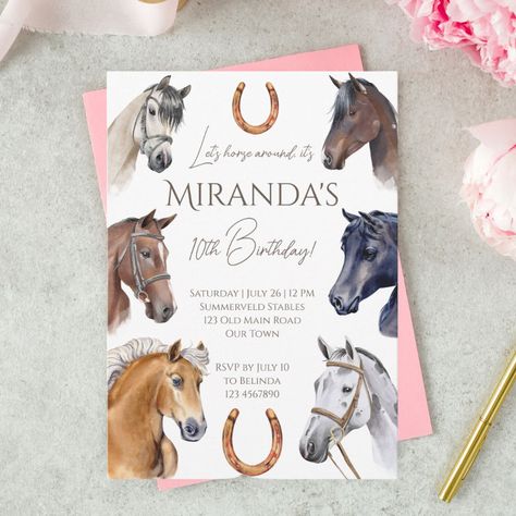 Horses equestrian elegant birthday party invitation - Horses Gift Equestrian Invitation, Horseback Riding Birthday Party, Horse Party Invitations, Horse Theme Birthday Party, Horse Party Decorations, Horse Invitations, Horse Themed Party, Horse Birthday Invitations, Elegant Birthday Invitations