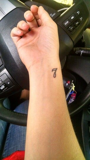 My tattoo I got last year- This is my number. I got it on the 7th year anniversary of my mom passing. <3 7 Tattoos Number, Number Wrist Tattoo, 1 Tattoo Number, 7 Tattoo Number Design, Number 7 Tattoo, Enough Tattoo, Bts Tattoo, Strong Tattoos, Kpop Tattoos