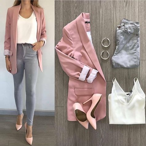 Summer Work Outfits, Ținută Casual, Modieuze Outfits, Pink Blazer, Casual Work Outfits, Pink Jacket, Blazer Outfits, Work Outfits Women, Professional Outfits