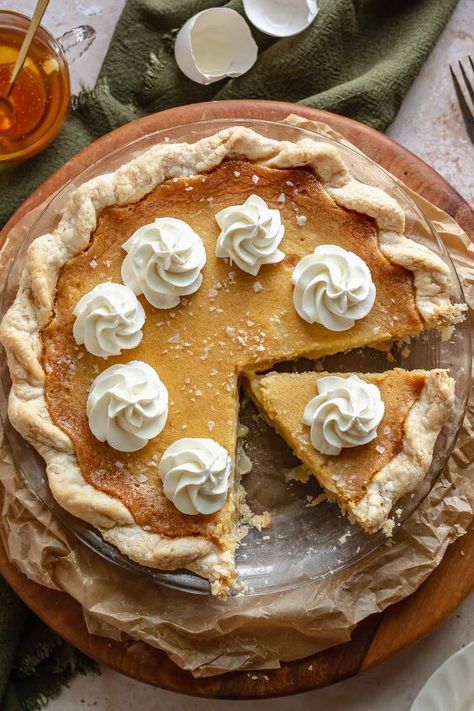 Lemon Chess Pie, Chess Pie Recipe, Autumn Romance, All Butter Pie Crust, Fresh Whipped Cream, Frozen Pie Crust, Chess Pie, Plum Recipes, Eggless Desserts