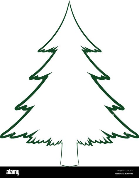 Christmas Tree Art Drawing, Pine Tree Outline, Pine Drawing, Trees Art Drawing, Pine Tree Illustration, Christmas Tree Sketch, Hibiscus Drawing, Volcano Projects, Christmas Tree Outline