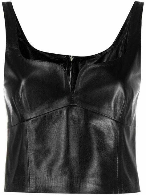 Leather Vest Top, Blusas Top, Leather Crop Top, Corset Fashion, Plain Outfits, Vest Designs, Croc Leather, Leather Corset, Cropped Tops