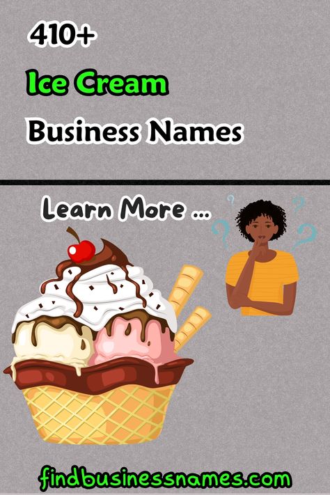 Check out our curated list of creative names that will leave your customers craving for more! 

From "Scoops & Delights" to "Frosty Bliss," find the perfect name that captures the essence of your sweet treats. 

Get inspired and stand out in the crowded ice cream industry with these handpicked business names! 

#IceCreamBusinessNames Ice Cream Shop Names, Parlour Names, Ice Cream Companies, Ice Cream Business, Creative Names, Business Names, Company Names, Dairy Free, Sweet Treats