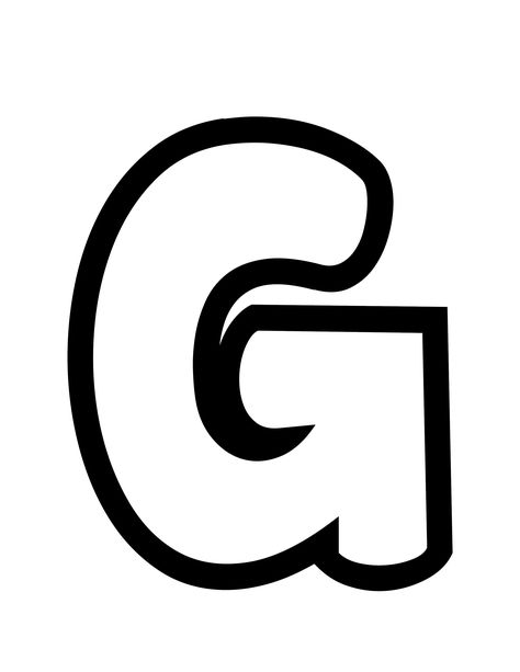 This is a free printable bubble letter G stencil. G Bubble Letter, G Font, Lisa Frank Coloring Books, G Alphabet, Free Printable Letter Stencils, Cow Sketch, Letter Stencils Printables, Bubble Letters Alphabet, Bubble Alphabet