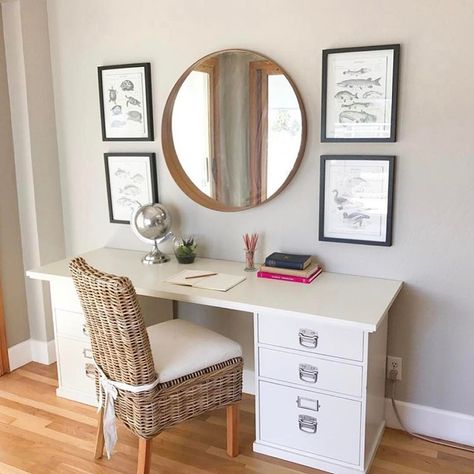 Mirror Above Desk, Music Room Interior Design, Music Room Interior, Apartment Things, Mirror Pictures, White Desk, Minimalist Room, Master Bedrooms, Room Pictures