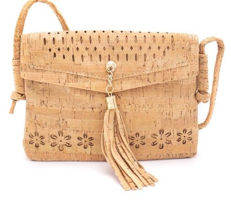 Cork Bags, Yellow Leather Bag, Cork Handbag, Girls Messenger Bag, Bag With Tassel, Boho Crossbody Bag, Large Leather Bag, Cork Bag, Yellow Handbag