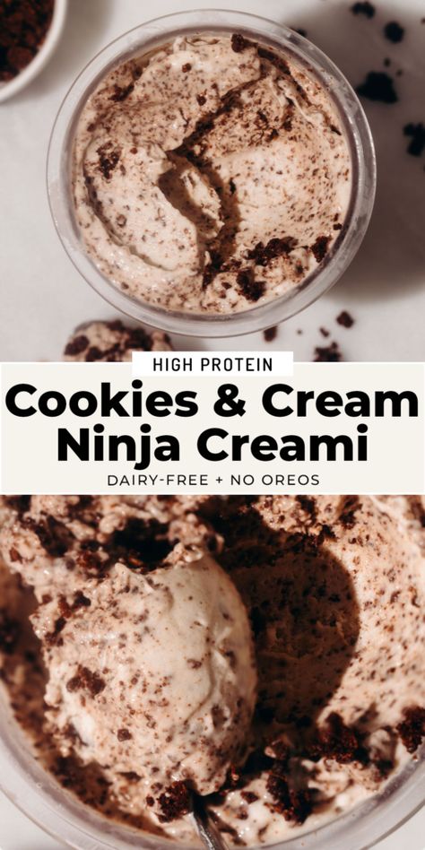 Dairy-Free Cookies and Cream Ninja Creami Ninja Dairy Free Ice Cream Recipes, Coconut Milk Creami Ninja, Ninja Creami Dairy Free Protein Recipes, Ninja Creami Protein Ice Cream Recipe Dairy Free, Ninja Creami Non Dairy, Gluten And Dairy Free Ninja Creami, Paleo Ninja Creami Recipes, Creami Ninja Recipe Dairy Free, Snickerdoodle Ninja Creami