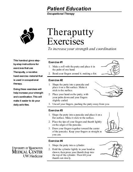 Theraputty Exercises - UWMC Health On-Line - University of ... https://www.yumpu.com/en/document/view/11528999/theraputty-exercises-uwmc-health-on-line-university-of- Dislocated Finger, Theraputty Exercises, Floor Games, Hand Therapy Exercises, Theraband Exercises, Hand Strengthening, Hand Health, University Of Reading, Occupational Therapy Assistant