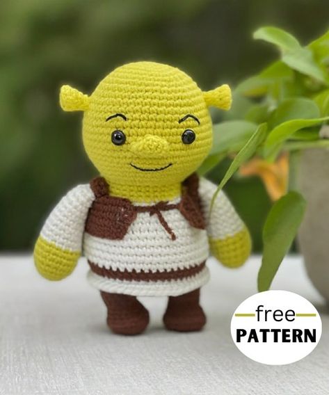 Shrek Amigurumi Pattern Shrek Amigurumi, Crochet Shrek, Disney Crochet Patterns, Crochet Shawl Pattern Free, Plushie Patterns, Crochet Animals Free Patterns, Cute And Cuddly, Christmas Crochet Patterns, Crochet Animal Patterns