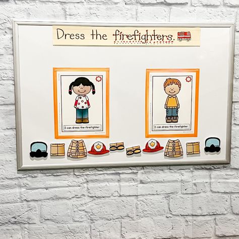 Dress the Firefighter is a very... - Play to Learn Preschool Firefighter Preschool Activities, Firefighter Activities For Preschool, Fire Safety Unit, Play To Learn Preschool, Activity Printables, Community Helpers, Dramatic Play, Fire Safety, Fire Station