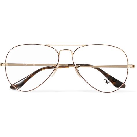 Ray-Ban Aviator gold-tone and tortoiseshell acetate optical glasses (270 BAM) ❤ liked on Polyvore featuring accessories, eyewear, eyeglasses, glasses, sunglasses, gold, clear aviators, ray ban eyeglasses, oversized clear glasses and ray-ban eye glasses Clear Aviator Glasses, Optical Glasses Women, Oversized Eyeglasses, Clear Eyeglasses, Tortoise Eyeglasses, Aviator Eyeglasses, Glasses Fashion Women, Glasses Clear, Cheap Ray Bans