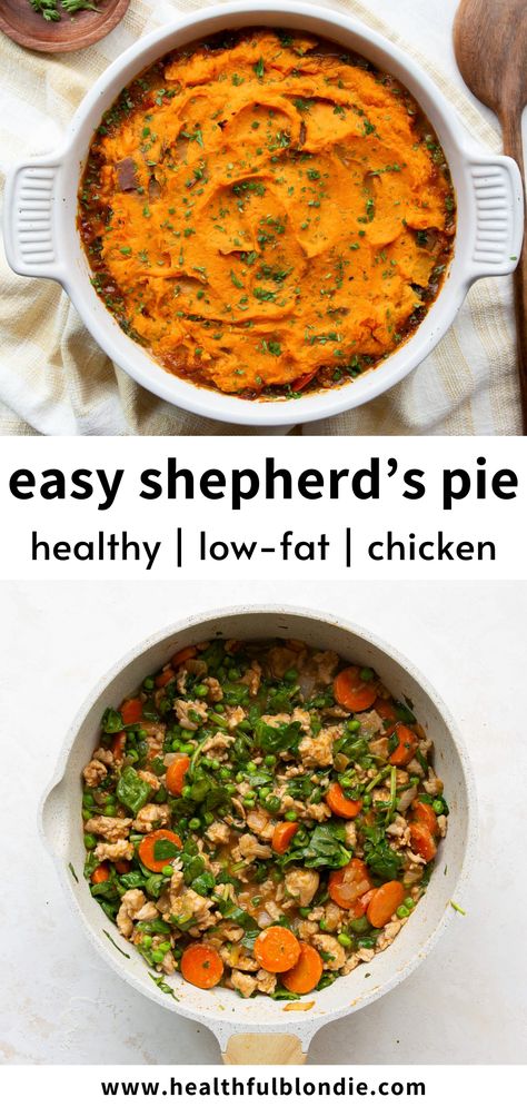 Chicken Shepherd's Pie, Potato Shepherd's Pie, Sweet Potato Chicken, Sweet Potato Toppings, Potato Chicken, Potato Toppings, Shepherds Pie Recipe, Stuffed Sweet Potato Healthy, Cooking Sweet Potatoes