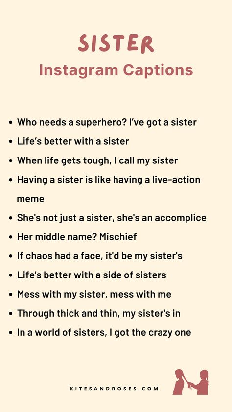 Proud Of My Sister Quotes, Sister Quotes Short Cute, Love Words For Sister, Sisters Ig Caption, Sister Quotes For Instagram Captions, Lil Sister Captions For Instagram, Sister Cute Quotes, Sister Love Captions, Birthday Captions For Elder Sister