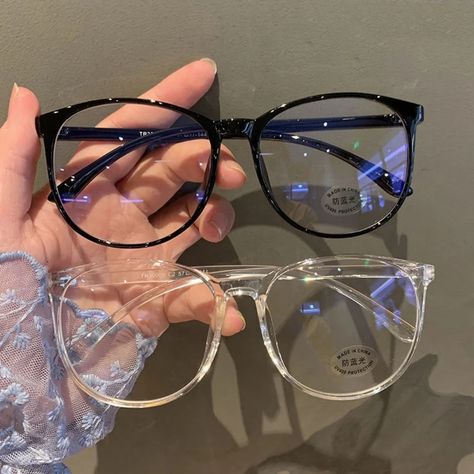 Blue Light Glasses In Different Colors All Same Size Size Fits Most Transparent Glasses Aesthetic, Blue Light Glasses Aesthetic, Cute Fake Glasses, Cute Glasses Aesthetic, Wide Frame Glasses, Blue Glasses Frames, Aesthetic Glasses Frames, Women Glasses Frames, Rounded Glasses Women