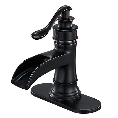 BWE Waterfall Spout Single Handle lever Bathroom Sink Faucet Deck Mount ORB Oil Rubbed Bronze Commercial - - AmazonSmile Best Bathroom Faucets, Rubbed Bronze Bathroom, Oil Rubbed Bronze Bathroom, Modern Kitchen Faucet, Bathroom Faucets Waterfall, Vanity Faucet, Vessel Sink Faucet, Single Handle Bathroom Faucet, Bad Inspiration