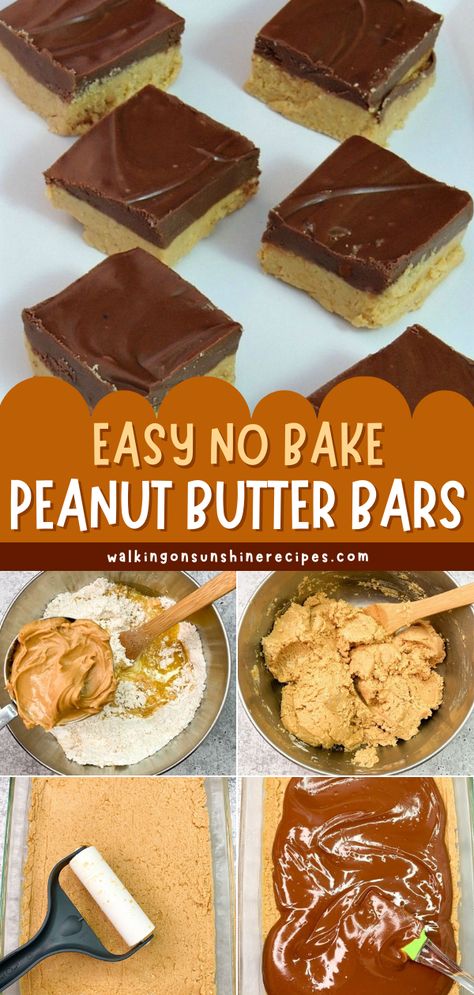 Get ready for another easy-to-make sweet treat! 5 ingredients are all you need for these homemade peanut butter squares. Thick, creamy, and fudgy, these no-bake peanut butter bars taste just like Reese's peanut butter cups! Save this no-bake dessert recipe! Reese No Bake Cookies, Recipes With Recess Peanut Butter Cups, Old Fashion Peanut Butter Bars, No Bake Recees Peanut Butter Bars, School Peanut Butter Squares, Recess Peanut Butter Bars, Deserts With Reeses Peanut Butter Cups, Sheet Pan Peanut Butter Bars, Peanut Butter Desert No Bake