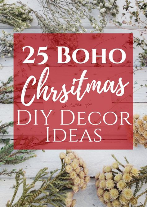 Simple Diy Xmas Decorations, Boho Natural Christmas Tree, Diy Christmas Decorations Boho, How To Make Boho Christmas Ornaments, Easy Diy Boho Christmas Decor, Create Christmas Decorations, Boho Christmas Diy Decor, Boho Christmas Garland Diy, Cheap Diy Christmas Tree Decorations