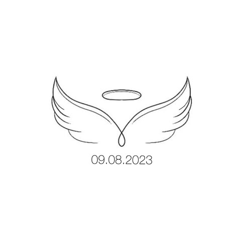 Angel Wings Remembrance Tattoo, Dainty Memorial Tattoos For Women, Angel Wings With Date Tattoo, Angle Wings Tattoo Women, Angel Wings Drawing Easy, Memorial Tattoos Mom, Alas Tattoo, Teacup Tattoo, Leg Sleeve Tattoos