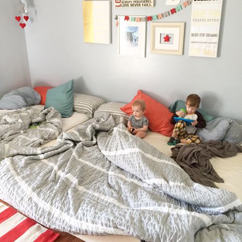 Family bed. Bed sharing. Co sleeping. Co sleeper. Family bedroom.  Wall gallery. Gallery wall. Floor bed. Bed on floor. Boho bedroom. Bedroom Wall Gallery, Cosleeping Bedroom, Bed On Floor, Bed Sharing, Bed On The Floor, Cosleeping Bed, Family Bed, Family Bedroom, Co Sleeping