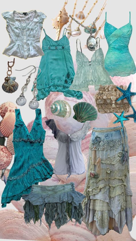 Tropical Outfits, Witchy Outfits, Mermaid Core, Beach Wardrobe, Island Outfit, Mermaid Outfit, Boho Style Outfits, People Clothes, Themed Outfits