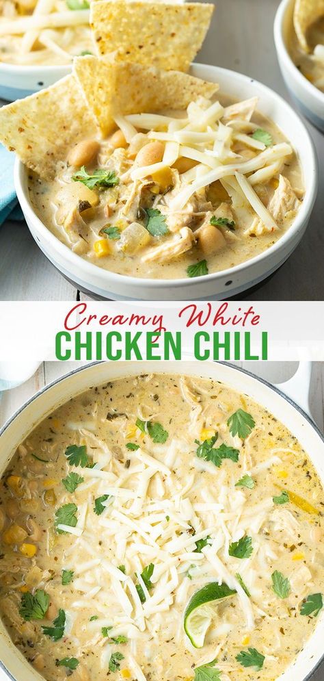 This hearty and bold white chicken chili recipe is easy to make any way that you choose! Instant Pot Recipes White Chicken Chili, White Lighting Chicken Chili, Crock Pot White Chicken Chili Easy, Healthy White Chicken Chili Instant Pot, Easy White Chicken Chili Recipe Stovetop, Coos Coos Recipes, White Chicken Chili Crockpot Recipes, Chicken Chili Stove Top, White Chicken Chili Stove Top