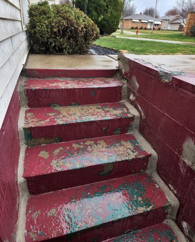 Ask the Builder: How to transform concrete to any color | The Spokesman-Review Painted Cement Floors, Cement Paint, Cement Steps, Concrete Front Porch, Painted Concrete Steps, Front Porch Steps, Painting Cement, Garage Floor Paint, Porch Paint