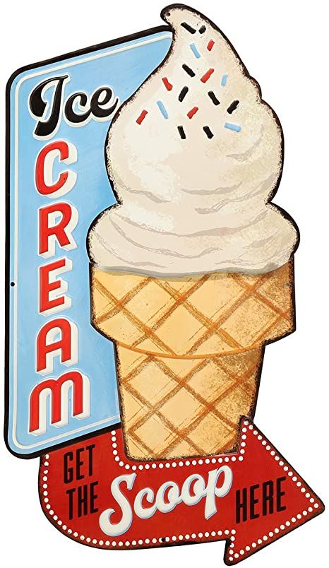 Ice Cream Sign, Vintage Diner, Embossed Metal, Open Road, Man Cave, Diner, Tin, Ice Cream, Road