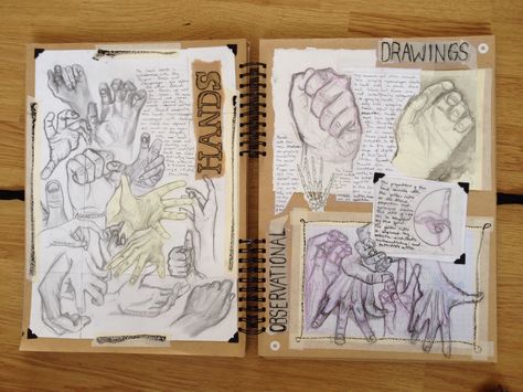 Sketchbook page- hands Hands Gcse Art, Sketch Book Hands, Igcse Art, Art Alevel, Gcse Art Sketchbook, A Level Art Sketchbook, Reflection Art, Drawing Hands, Sketchbook Inspo