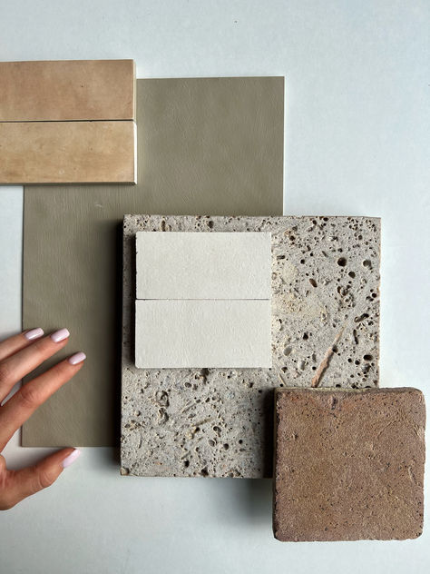 Earthy Material Board, Rustic Material Palette, Green Marble Mood Board, Interior Finishes Materials, Natural Material Moodboard, Bathroom Decor Mood Board, Natural Material Palette, Interior Materials Board, Exterior Material Palette