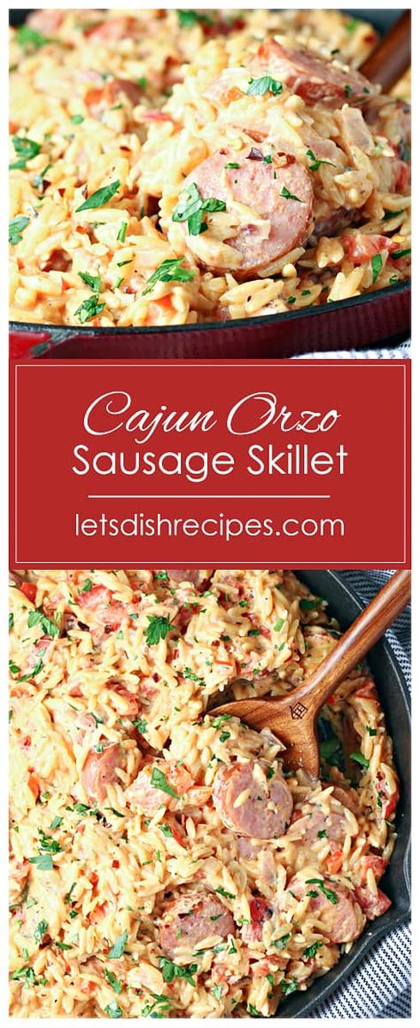 One Pot Orzo Sausage Spinach Corn, Creamy Orzo With Sausage, Andouille Sausage Orzo, What To Make With Ring Bologna, Ring Bologna And Rice Recipes, Kielbasa Orzo Recipes, Bologna Ring Recipes, Cajun Chicken Sausage Recipes, Orzo Recipes Sausage