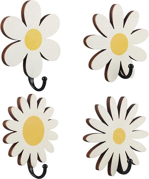 Nursery Hooks Decor Wooden Kids Coat Wall Mounted Hooks Decorative Farmhouse Wall Hanger for Nursery Bathroom Bedroom Home Decor Nursery Hooks, Cute Baby Nursery, Boy Girl Bathroom, Kids Coat Hooks, Coat Wall, Towel Clothes, Nursery Bathroom, Daisy Wall, Wood Hooks