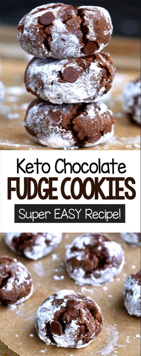 Keto Chocolate Cookies Keto Chocolate Fudge, Keto Chocolate Cookies, Galletas Keto, Chocolate Fudge Cookies, Biscuits Diététiques, Keto Cookie Recipes, Postre Keto, Best Cookies Ever, Fudge Cookies