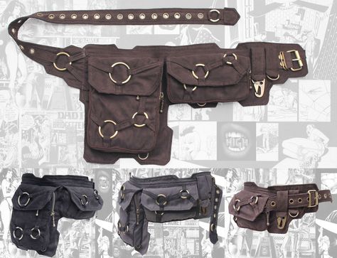 "~ unisex ~ free size: 27 - 40 inch - belt length can be customized to be longer ~ belt with buckle closure and big eyelets ~ bags and flaps decorated with O-ring banded ~ small zipper cargo pockets front dimension 6.25 x 3.5\" ~ main zipper cargo pocket back dimension 5.5 x 7.5\" ~ the are 2 more zipper pockets at the main bag. You can order this belt with brass or chrome hardware (leave a note at the check-out if you want to change the current) Please choose whether you want to carry the bags Thigh Bag, Belt With Buckle, Clothing Design Sketches, Burning Man Festival, Hip Belt, Utility Belt, Ring Der O, Belt Pouch, Chrome Hardware