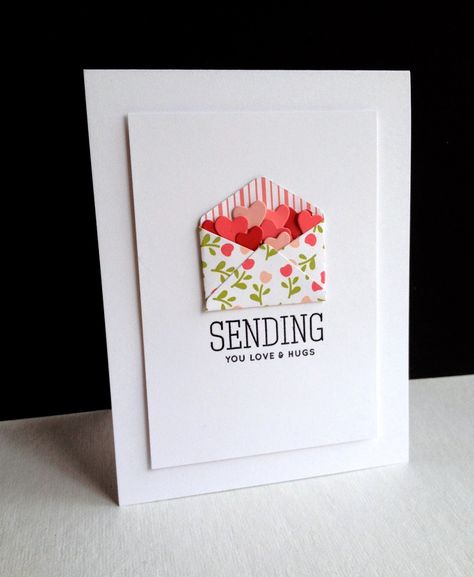 Sending More Love and Hugs Love And Hugs, Mini Envelopes, Birthday Cards Diy, More Love, Heart Cards, Glue Dots, Get Well Cards, Card Making Inspiration, American Crafts