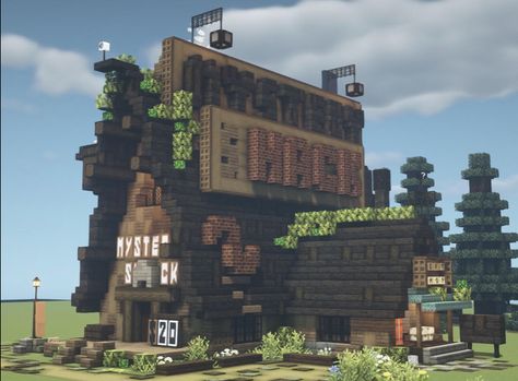 Gravity Falls House Plan, Minecraft Mystery Shack, Minecraft Creative Houses, Minecraft World For Girlfriend, Minecraft Gravity Falls, Mystery Shack Minecraft, Gravity Falls House, Gravity Falls Minecraft, Shack Minecraft