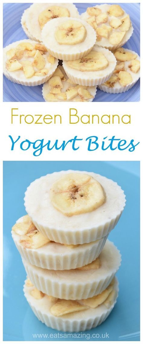 Banana Yogurt Bites, Yogurt Bites Recipe, Easy Recipe For Kids, Banana Frozen Yogurt, Frozen Banana Recipes, Frozen Yogurt Bites, Yogurt Banana, Banana Yogurt, Banana Frozen