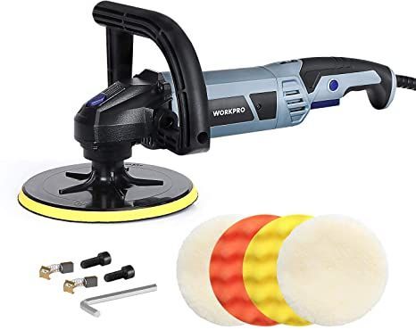 WORKPRO Buffer Polisher - 7-inch Buffer Waxer with 4 Buffing and Polishing Pads, 6 Variable Speed 1000-3800 RPM, Detachable Handle, Ideal for Car Sanding, Polishing, Waxing, Sealing Glaze Car Buffer, Furniture Packages, Car Polish, Plastic Items, Hardware Tools, Power Source, Sanding, Cincinnati, Car Detailing