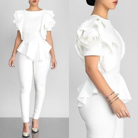 e6d8545daa42d5ced125a4bf747b3688desc42108495ri Petal Sleeves, Slim Blouse, Petal Sleeve, Elegant Blouses, Short Sleeve Pattern, Classy Women, Sleeves (women), Women's Summer Fashion, Elegant Woman