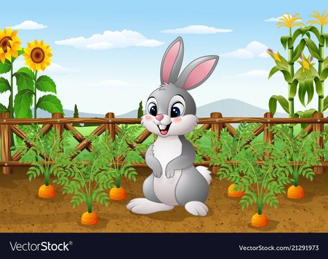 Carrot Plant, Carrot Drawing, Rabbit With Carrot, How To Plant Carrots, Cartoon Garden, Carrot Gardening, Monkey Crafts, Kids Art Galleries, Rabbit Pictures