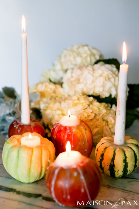 Mini Pumpkin Candle Holders, Diy Pumpkin Candle Holder, Cheap Fall Decor Ideas, Pumpkin Apple Pie, Apple Candle Holders, Apple Pie Candle, Pie Candle, Diy Turkey, Cozy Diy