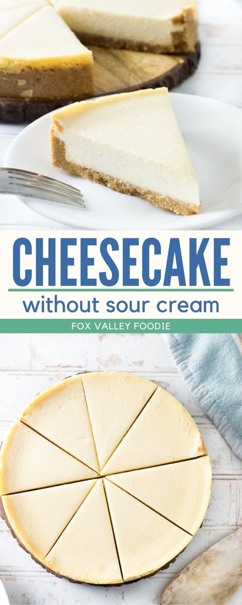 No Sour Cream Cheesecake, Easy Cheesecake Recipes No Water Bath, No Bake Cream Cheesecake, Cheesecake Recipes Without Water Bath, No Bake Cheesecake Without Heavy Cream, Cheesecake Recipes Without Sour Cream, No Water Bath Cheesecake, Cheesecake With Heavy Cream, Easy Cheesecake Recipes No Bake 4 Ingredients Cream Cheeses