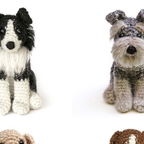 Sonja van der Wijk on Instagram: "My first quartet of realistic dog patterns! Look at all those different features. I hope to make many more, including a poodle, dachshund and who knows. And if you buy 3 dog patterns, you can get the 4th for free! You can find the links to my shops in my bio, woof!

🐶

💩

🐶

#sonspopkes #crochetanimals 
#amigurumidog #crochetanimal 
#crochetdoll #crochettoy 
#amigurumipatterns #amigurumi 
#amigurumis #amigurumilove 
#amigurumiaddict #crochet 
#crocheting #crochetaddict 
#yarnaddict #crochetersofinstagram 
#instacrochet #crochetlove 
#ilovecrochet #lovetomake 
#crochethappiness #crochetislife 
#istex #istexlettlopi
#crochetdog" Dog Patterns, Crochet Dog, Dog Pattern, Fiber Arts, Who Knows, Crochet Animals, Crochet Doll, Crochet Ideas, Amigurumi Pattern