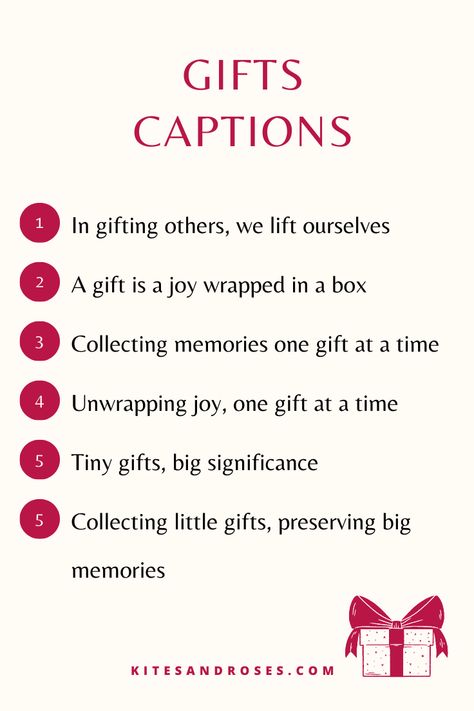 Gift Shop Quotes, Gift Box Caption Ideas, Thanks For Gift Caption, Craft Captions For Instagram, Handmade Captions For Instagram, Caption For Gift Received, Gift Quotes Giving, Thank You Caption, Thanks Caption