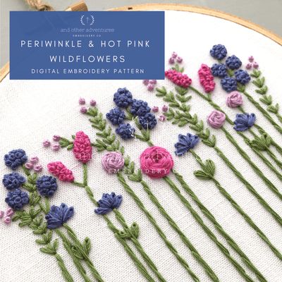 Hand Embroidery Patterns Free Printable Flowers, Applique Patterns Free Printable, Wildflower Embroidery, Hoop Crafts, Creative Stitching, Pink Wildflowers, Dimensional Embroidery, Embroidery Tips, Digital Embroidery Patterns