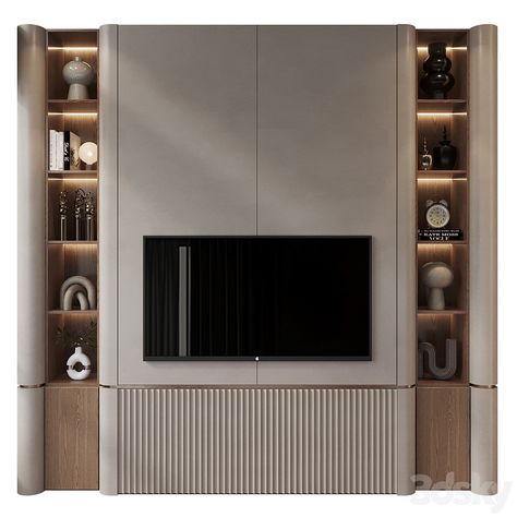 TV shelf 0765 - TV Wall - 3D model Office Tv Wall Design, Tv Wall Office, Office Tv Wall, Tv Partition, Tv Wall Shelf, Modern Tv Panel, Summarecon Bekasi, Tv Shelf Design, Tv Cabinet Designs