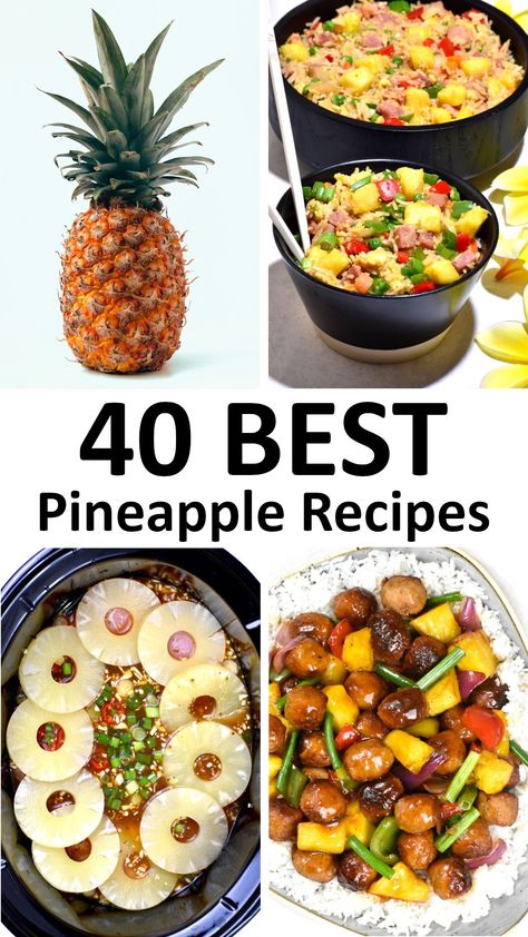 This list of great Pineapple Recipes is just what you need when you have an abundance of the tropical fruit. Food With Pineapple, Dinners With Pineapple, What To Make With Canned Pineapple, Dinner Ideas With Pineapple, Foods With Pineapple, Pineapple Salad Recipes Healthy, Pineapple Chicken Recipes Easy, Dinner With Pineapple, Fresh Pineapple Recipes Dinner